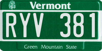 VT license plate RYV381
