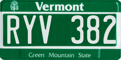 VT license plate RYV382