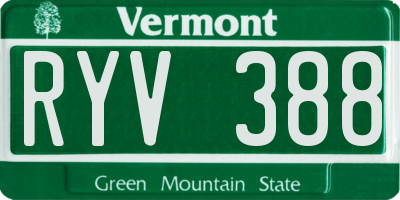VT license plate RYV388