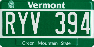 VT license plate RYV394
