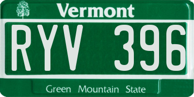 VT license plate RYV396