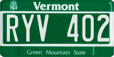 VT license plate RYV402