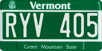 VT license plate RYV405