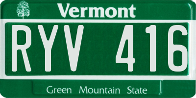 VT license plate RYV416