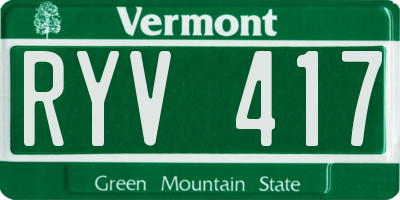VT license plate RYV417