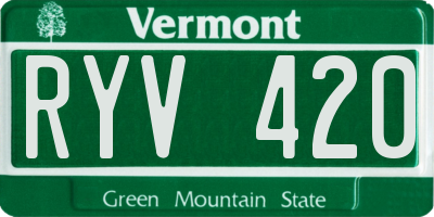 VT license plate RYV420