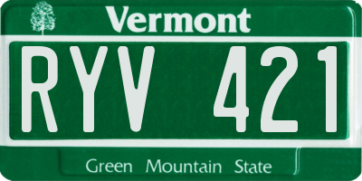 VT license plate RYV421