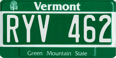 VT license plate RYV462