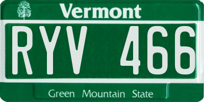 VT license plate RYV466