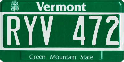 VT license plate RYV472