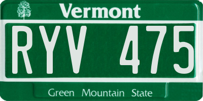 VT license plate RYV475