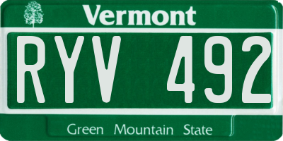 VT license plate RYV492