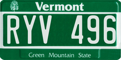 VT license plate RYV496