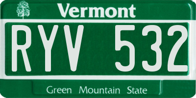 VT license plate RYV532
