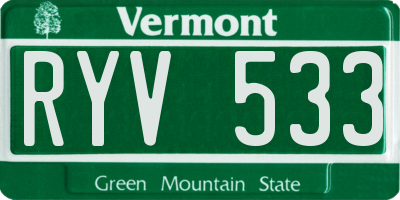 VT license plate RYV533
