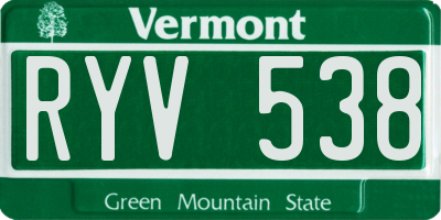 VT license plate RYV538