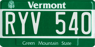 VT license plate RYV540