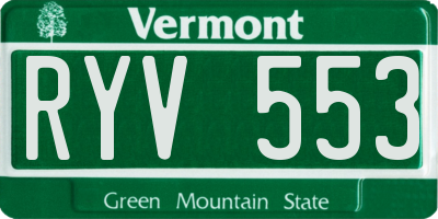 VT license plate RYV553