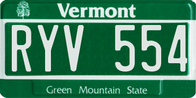 VT license plate RYV554