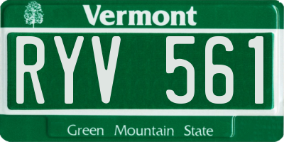 VT license plate RYV561