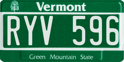 VT license plate RYV596
