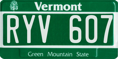 VT license plate RYV607