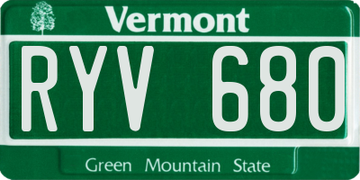 VT license plate RYV680
