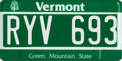 VT license plate RYV693