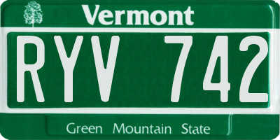 VT license plate RYV742