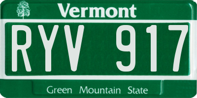 VT license plate RYV917