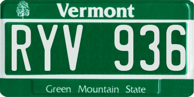 VT license plate RYV936