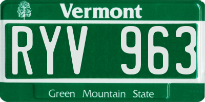 VT license plate RYV963