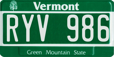 VT license plate RYV986