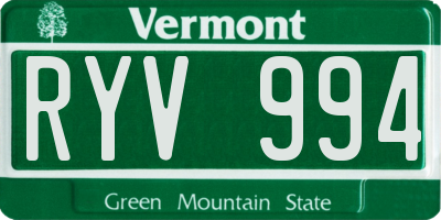 VT license plate RYV994