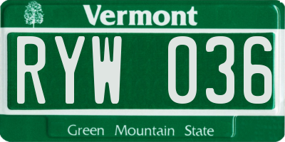 VT license plate RYW036