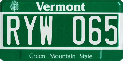 VT license plate RYW065