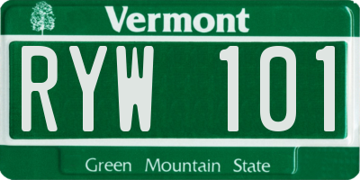 VT license plate RYW101