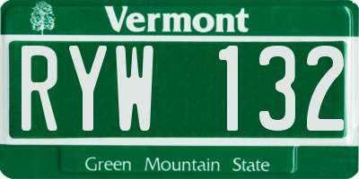 VT license plate RYW132