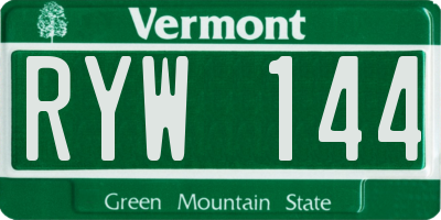 VT license plate RYW144