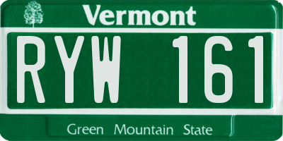 VT license plate RYW161