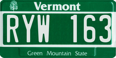 VT license plate RYW163