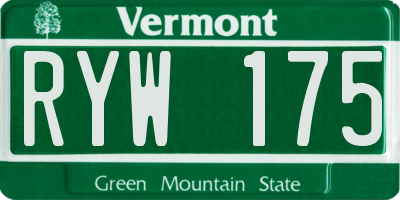 VT license plate RYW175