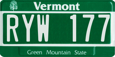 VT license plate RYW177