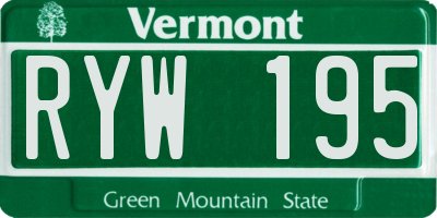 VT license plate RYW195