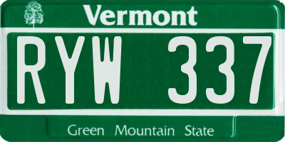 VT license plate RYW337