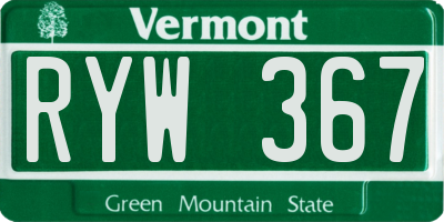 VT license plate RYW367