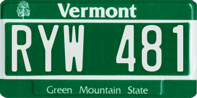 VT license plate RYW481