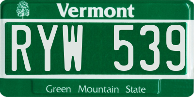 VT license plate RYW539