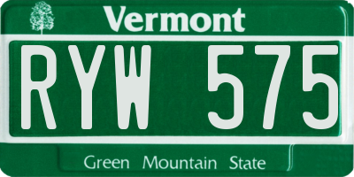 VT license plate RYW575