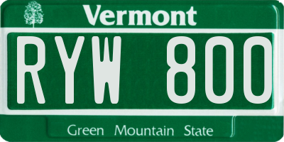 VT license plate RYW800
